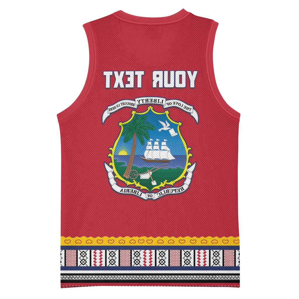 Personalized Liberia Red Dashiki Basketball Jersey - African Pride