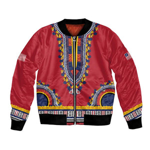 Personalized Liberia Red Dashiki Bomber Jacket - African Pride