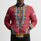 Personalized Liberia Dashiki Bomber Puffer Jacket Red Color