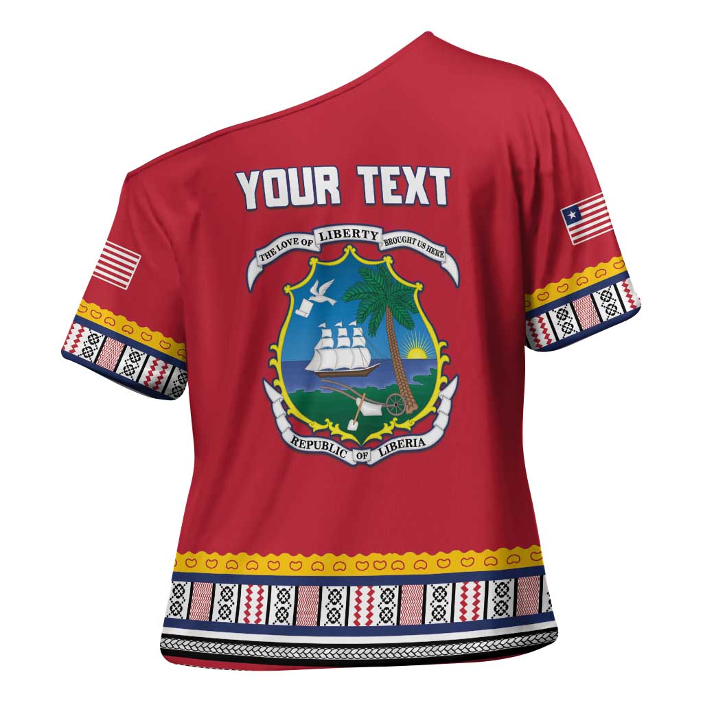 Personalized Liberia Dashiki Cross Shoulder Shirt Red Color