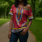 Personalized Liberia Dashiki Cross Shoulder Shirt Red Color