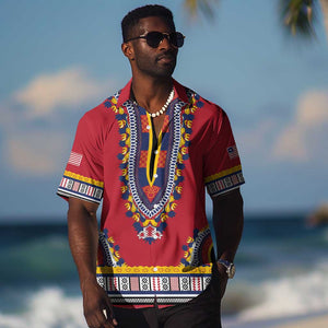 Personalized Liberia Red Dashiki Hawaiian Shirt - African Pride