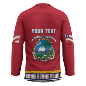 Personalized Liberia Dashiki Hockey Jersey Red Color