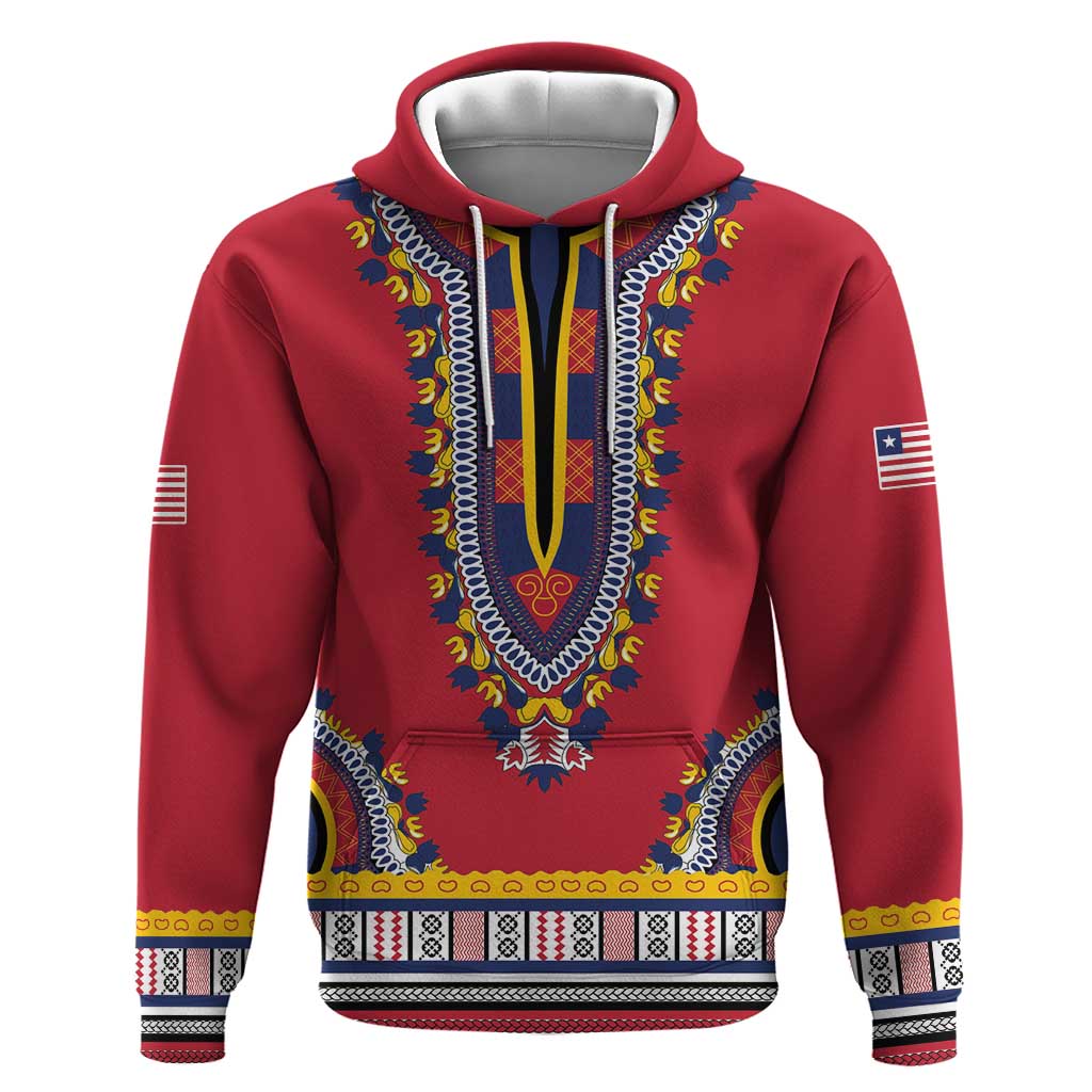 Personalized Liberia Red Dashiki Hoodie - African Pride