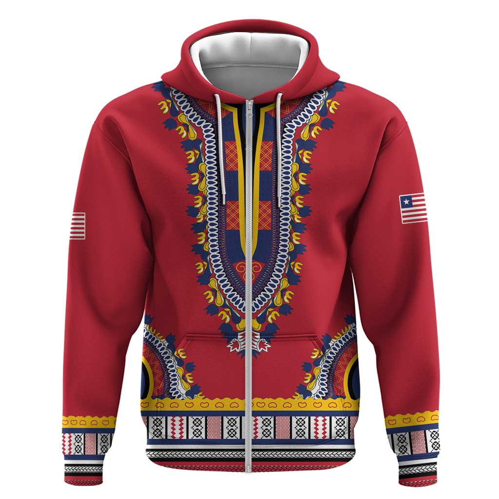 Personalized Liberia Red Dashiki Hoodie - African Pride