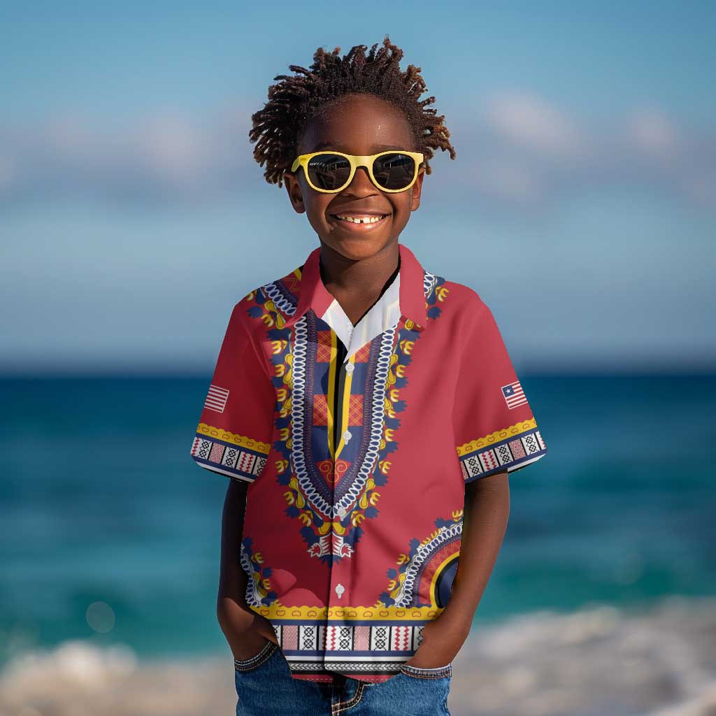 Personalized Liberia Red Dashiki Kid Hawaiian Shirt - African Pride
