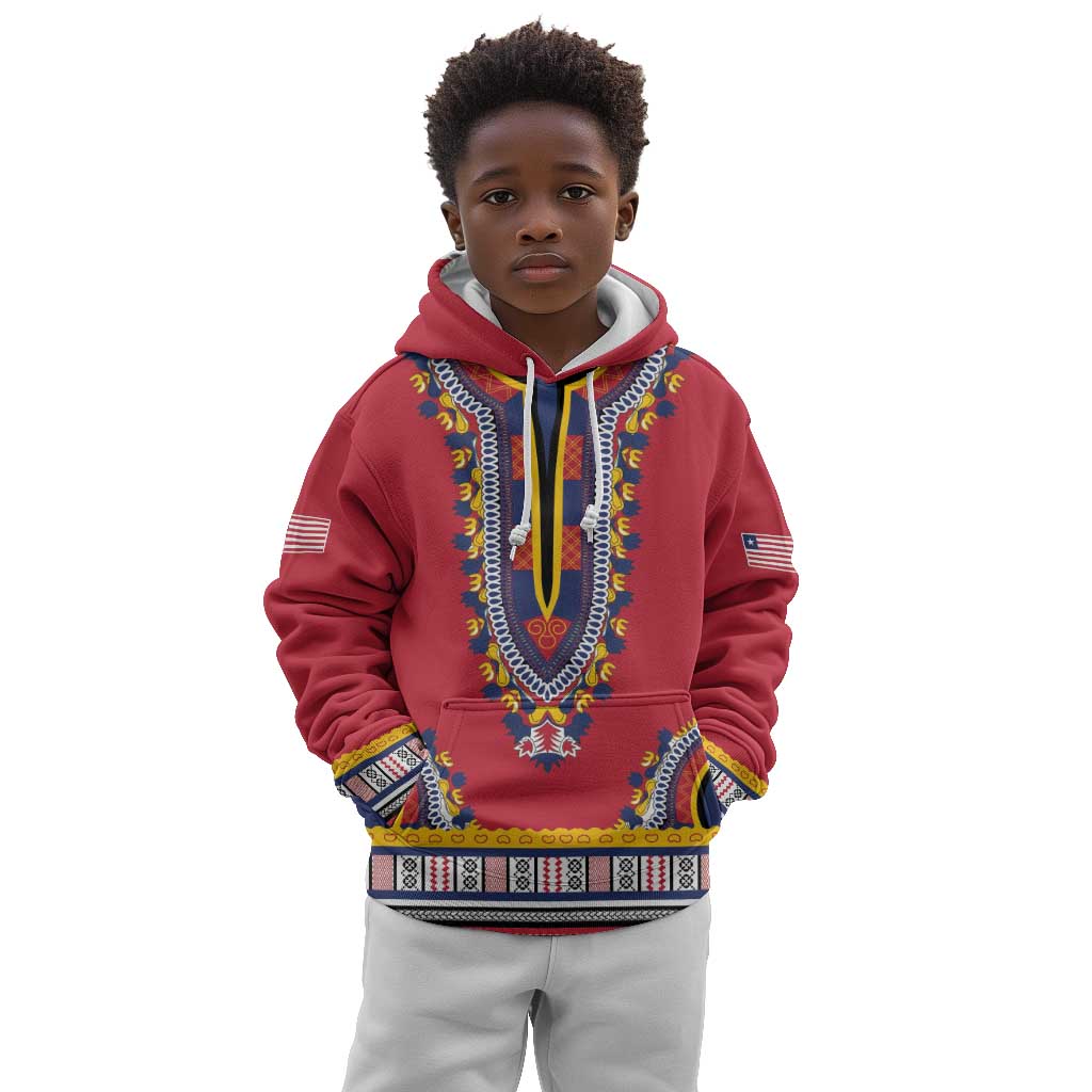 Personalized Liberia Red Dashiki Kid Hoodie - African Pride