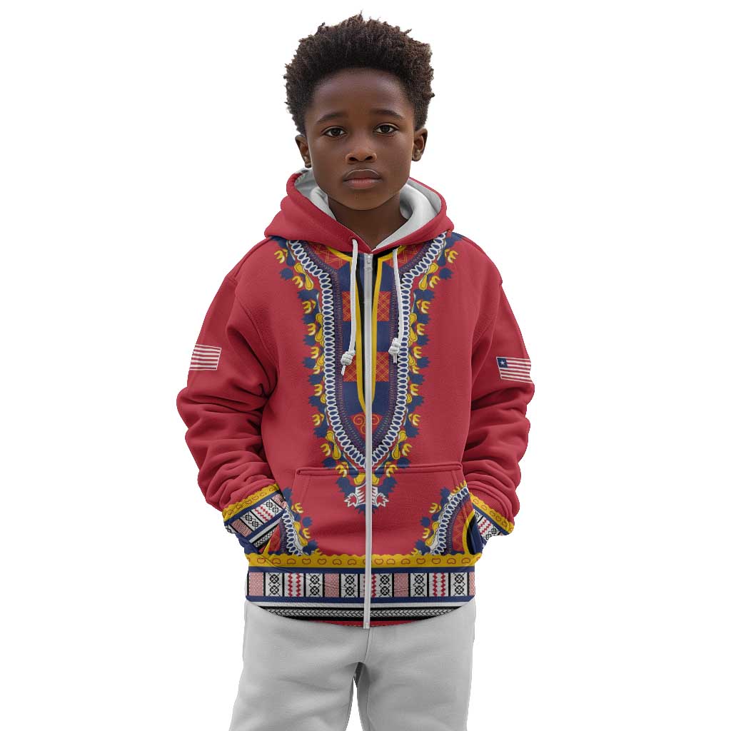 Personalized Liberia Red Dashiki Kid Hoodie - African Pride