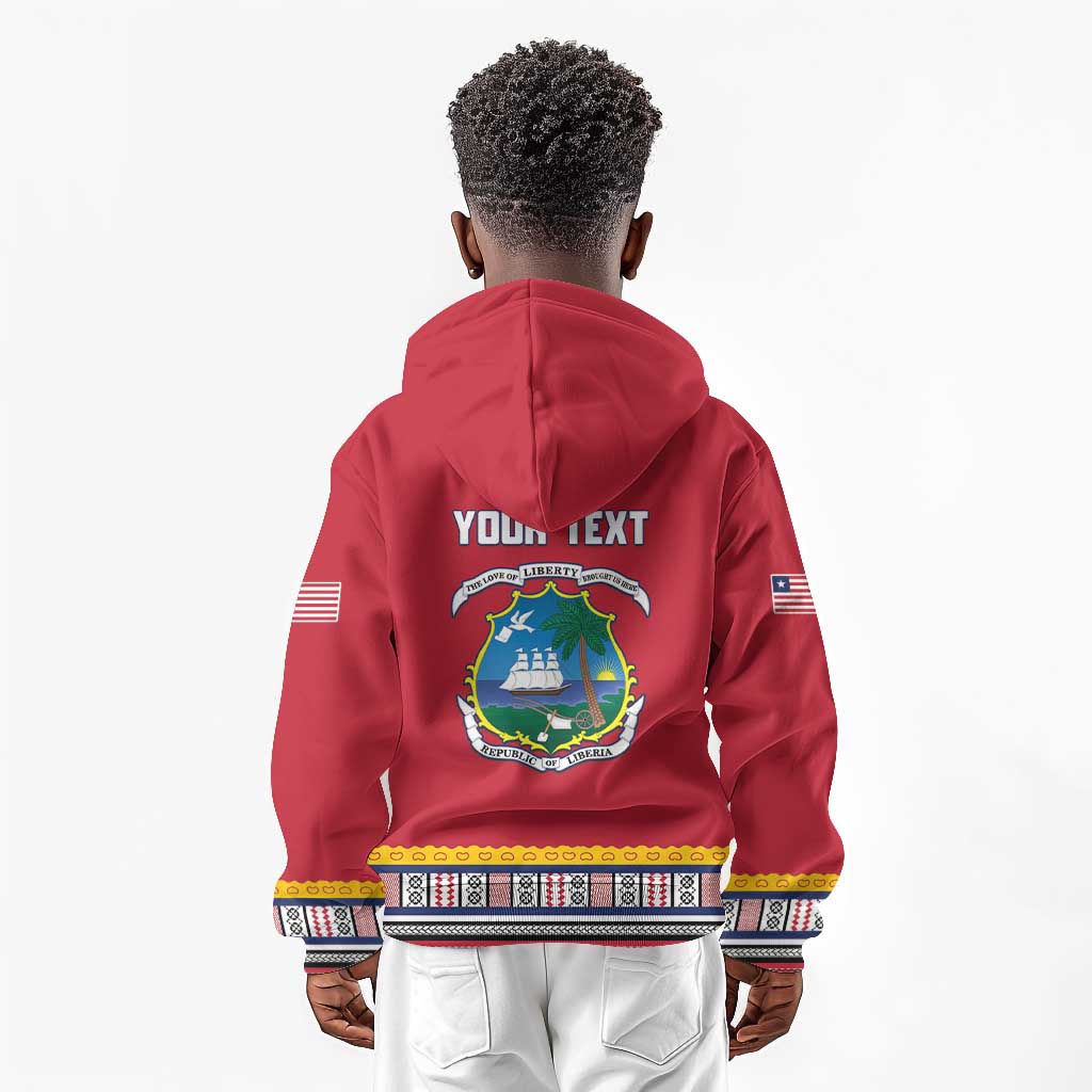 Personalized Liberia Red Dashiki Kid Hoodie - African Pride