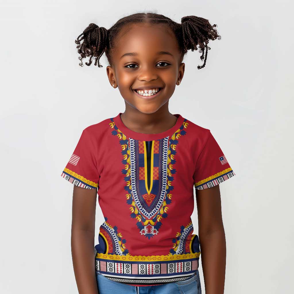 Personalized Liberia Red Dashiki Kid T shirt - African Pride