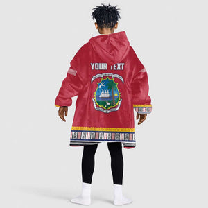 Personalized Liberia Red Dashiki Kid Wearable Blanket Hoodie - African Pride