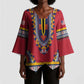 Personalized Liberia Dashiki Kimono Sleeve Blouse Red Color