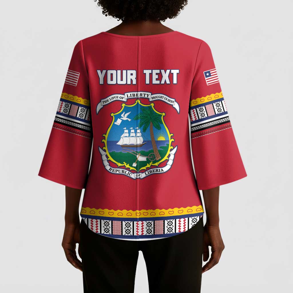 Personalized Liberia Dashiki Kimono Sleeve Blouse Red Color