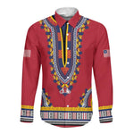 Personalized Liberia Red Dashiki Long Sleeve Button Shirt - African Pride