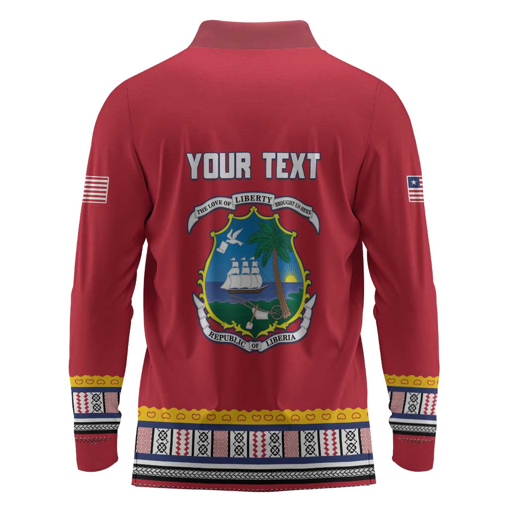 Personalized Liberia Red Dashiki Long Sleeve Polo Shirt - African Pride