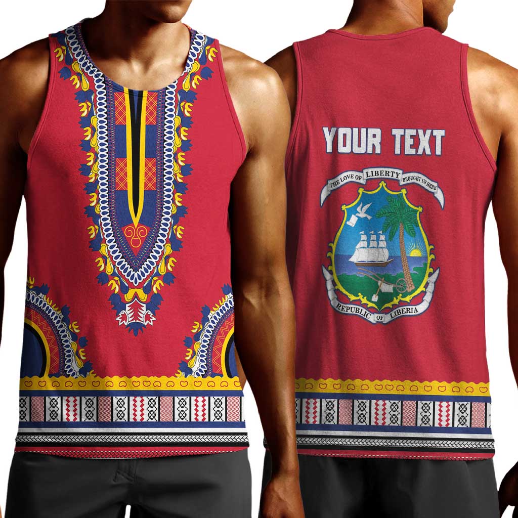 Personalized Liberia Red Dashiki Men Tank Top - African Pride