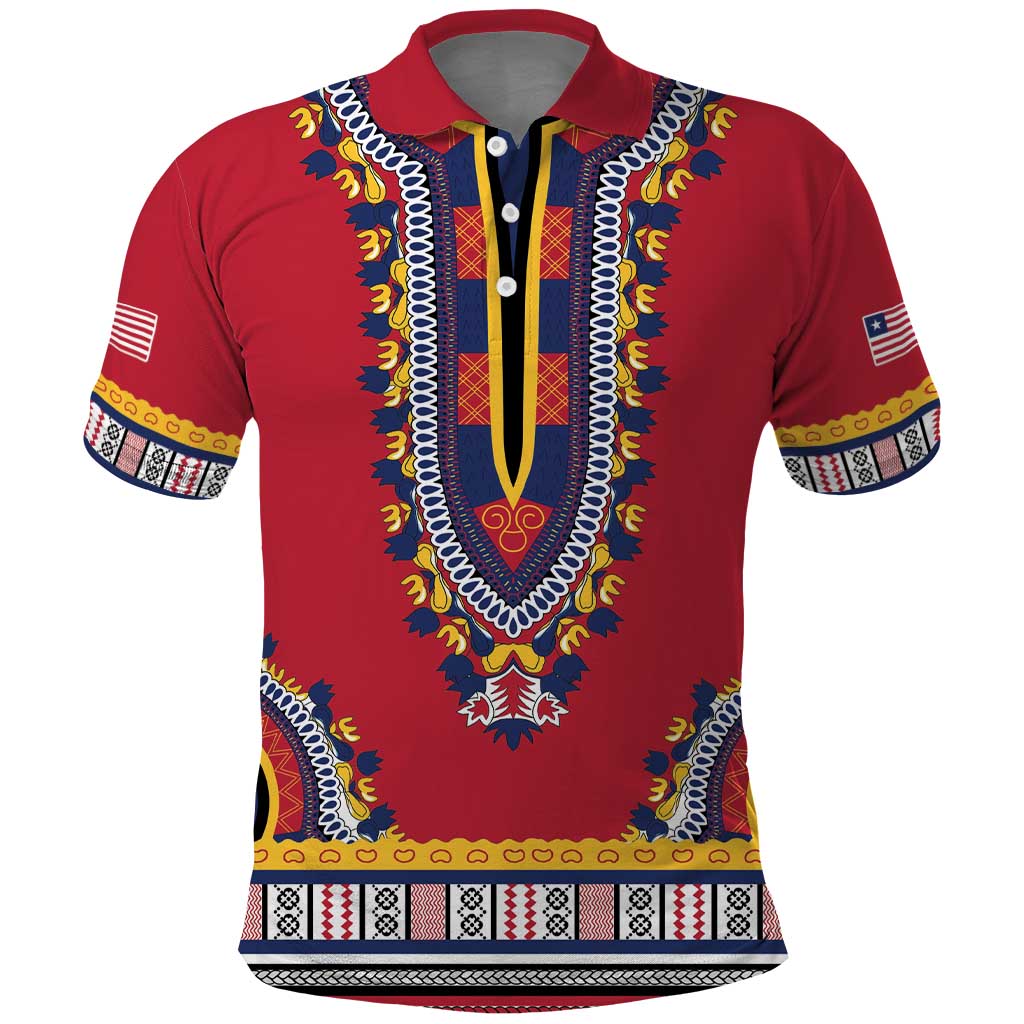 Personalized Liberia Red Dashiki Polo Shirt - African Pride