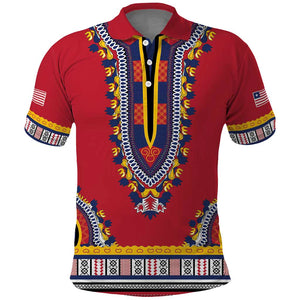 Personalized Liberia Red Dashiki Polo Shirt - African Pride