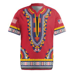 Personalized Liberia Red Dashiki Rugby Jersey - African Pride