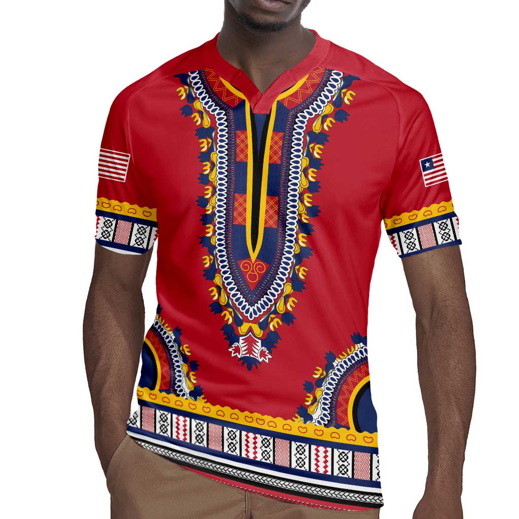 Personalized Liberia Red Dashiki Rugby Jersey - African Pride