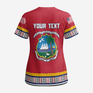 Personalized Liberia Dashiki Scrub Top Red Color - African Pride