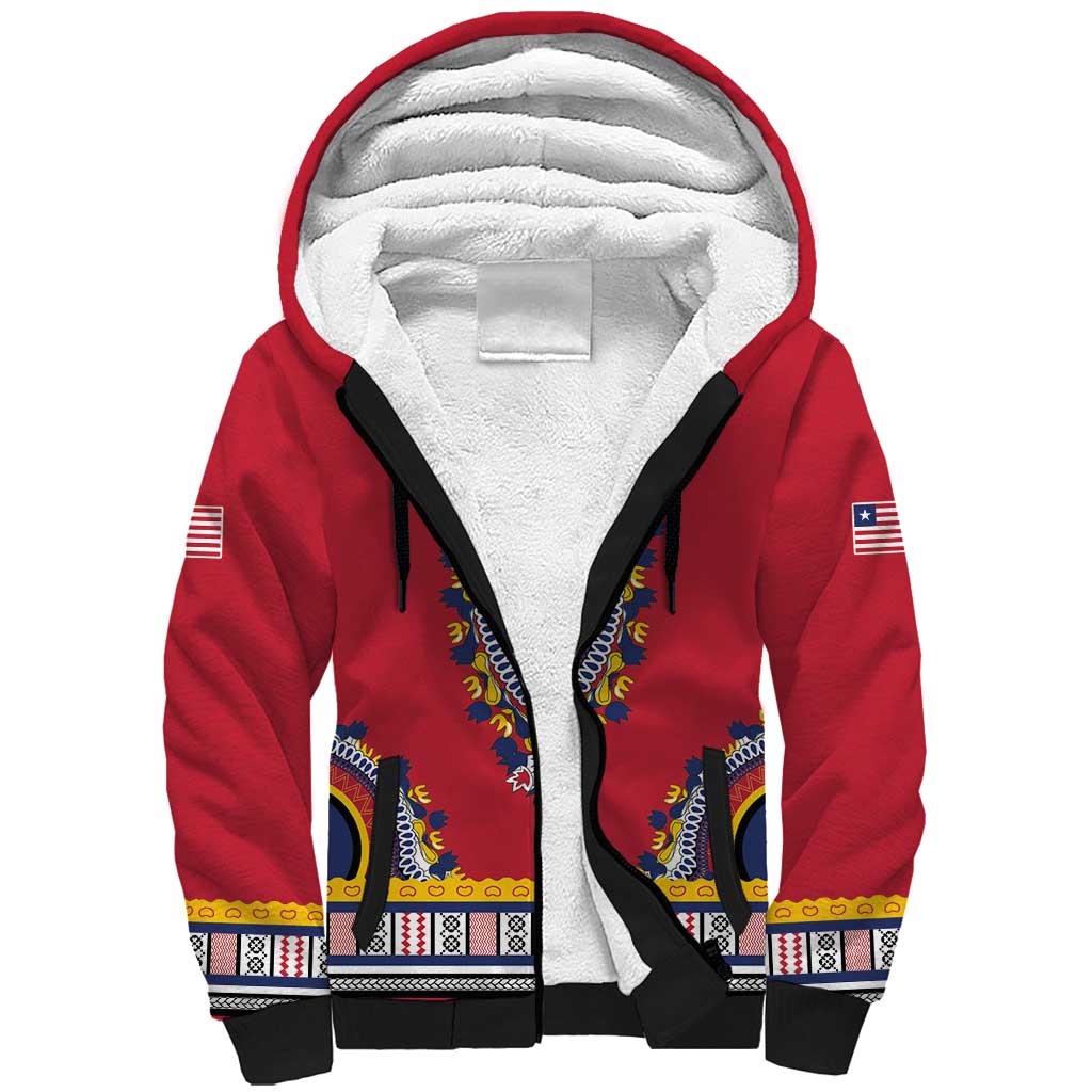 Personalized Liberia Red Dashiki Sherpa Hoodie - African Pride