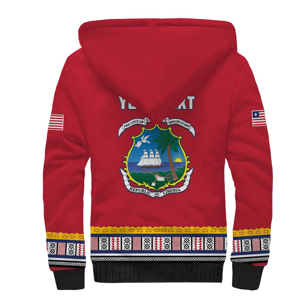 Personalized Liberia Red Dashiki Sherpa Hoodie - African Pride