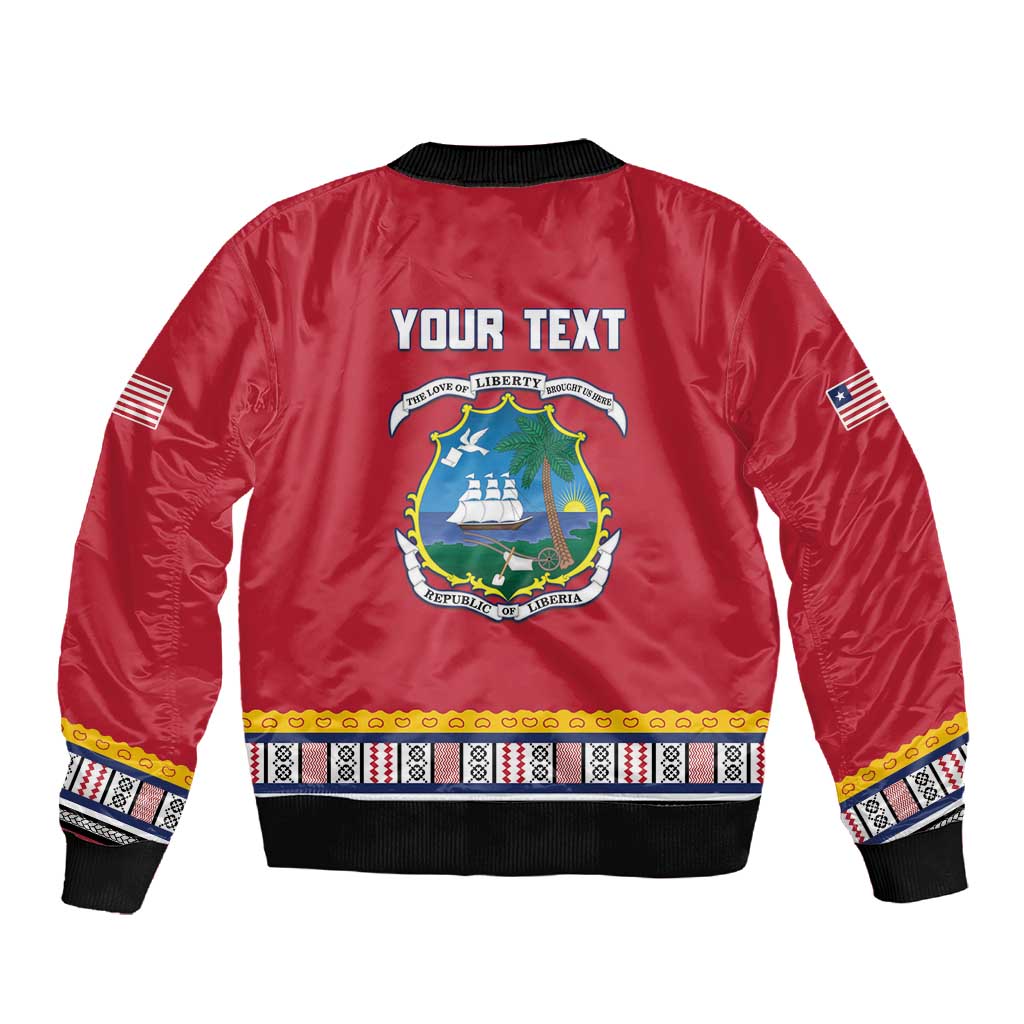 Personalized Liberia Red Dashiki Sleeve Zip Bomber Jacket - African Pride