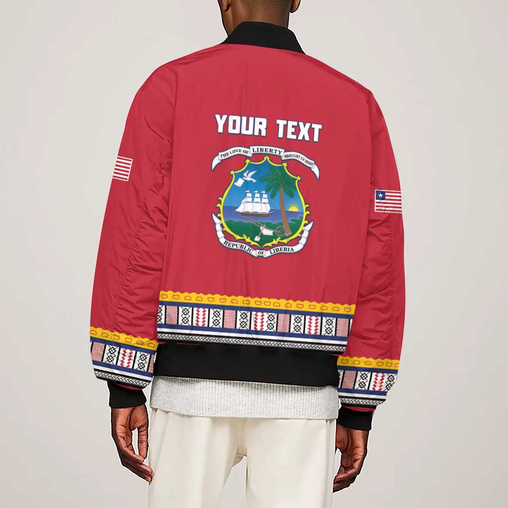 Personalized Liberia Red Dashiki Sleeve Zip Bomber Jacket - African Pride