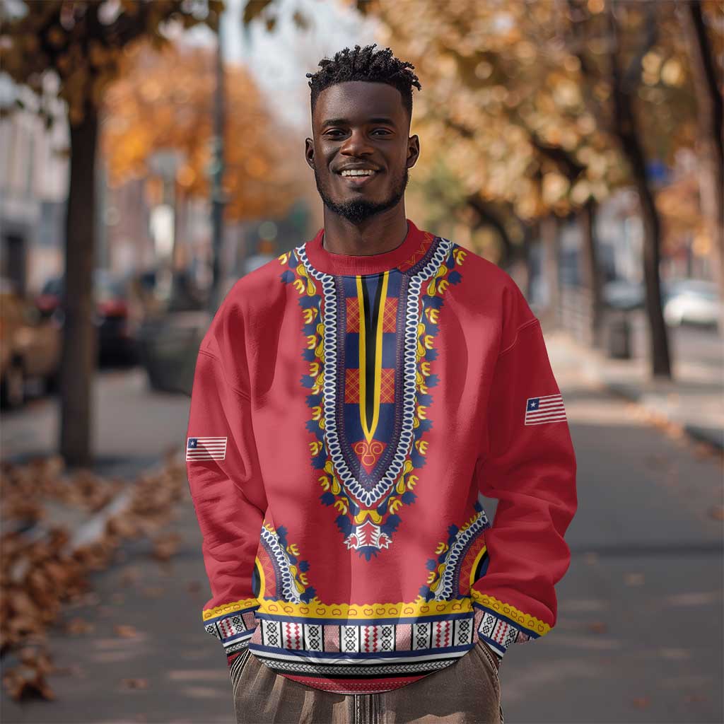 Personalized Liberia Red Dashiki Sweatshirt - African Pride