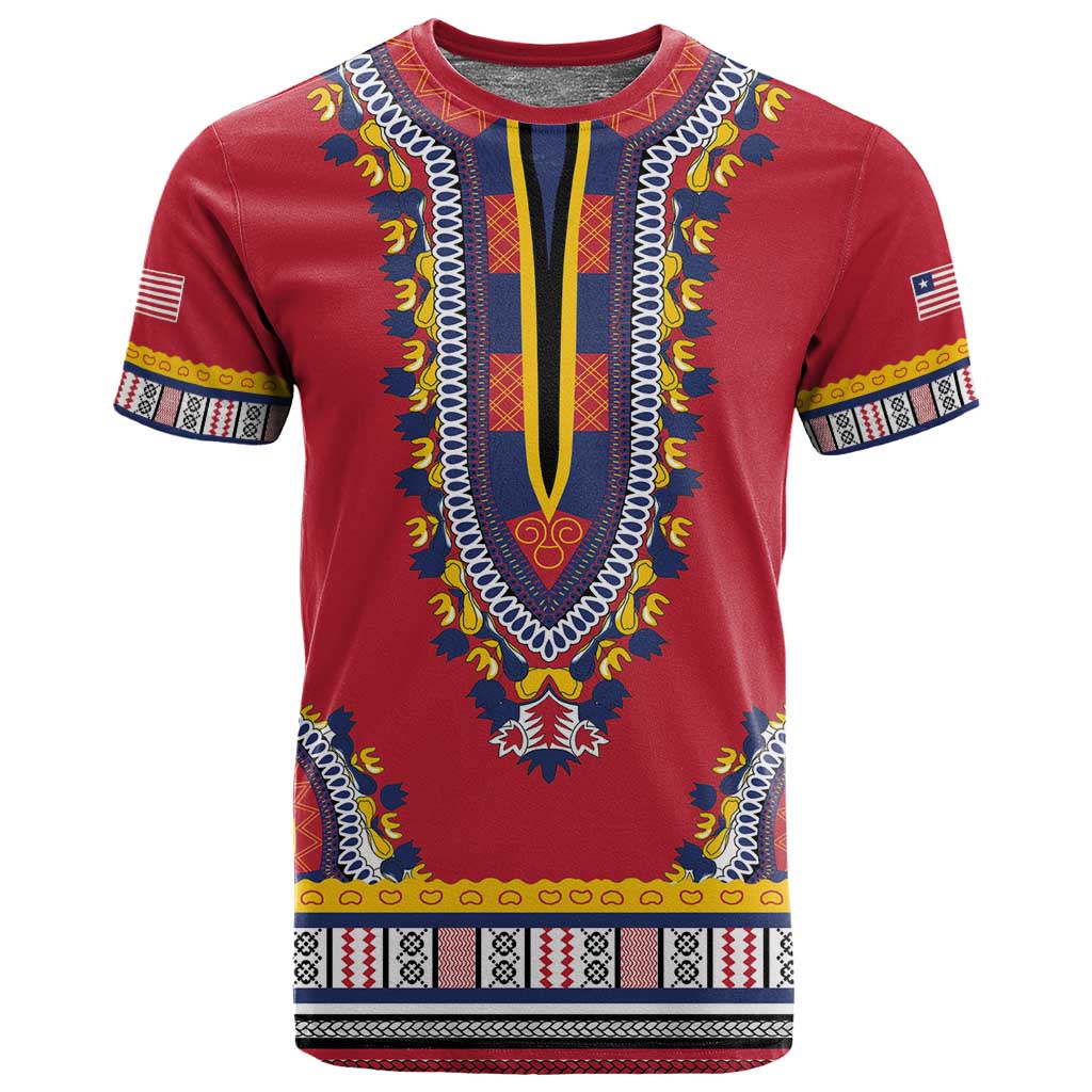 Personalized Liberia Red Dashiki T shirt - African Pride