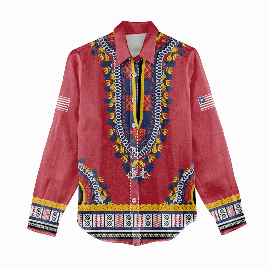 Personalized Liberia Red Dashiki Women Casual Shirt - African Pride