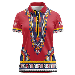 Personalized Liberia Red Dashiki Women Polo Shirt - African Pride
