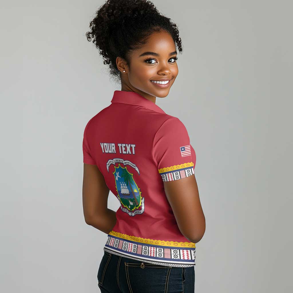 Personalized Liberia Red Dashiki Women Polo Shirt - African Pride