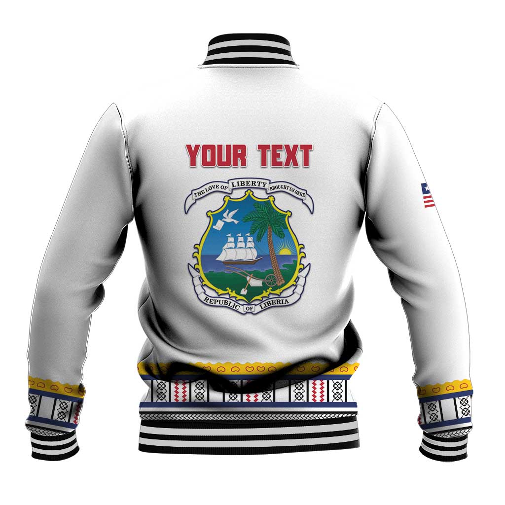 Personalized Liberia White Dashiki Baseball Jacket - African Pride