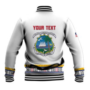 Personalized Liberia White Dashiki Baseball Jacket - African Pride