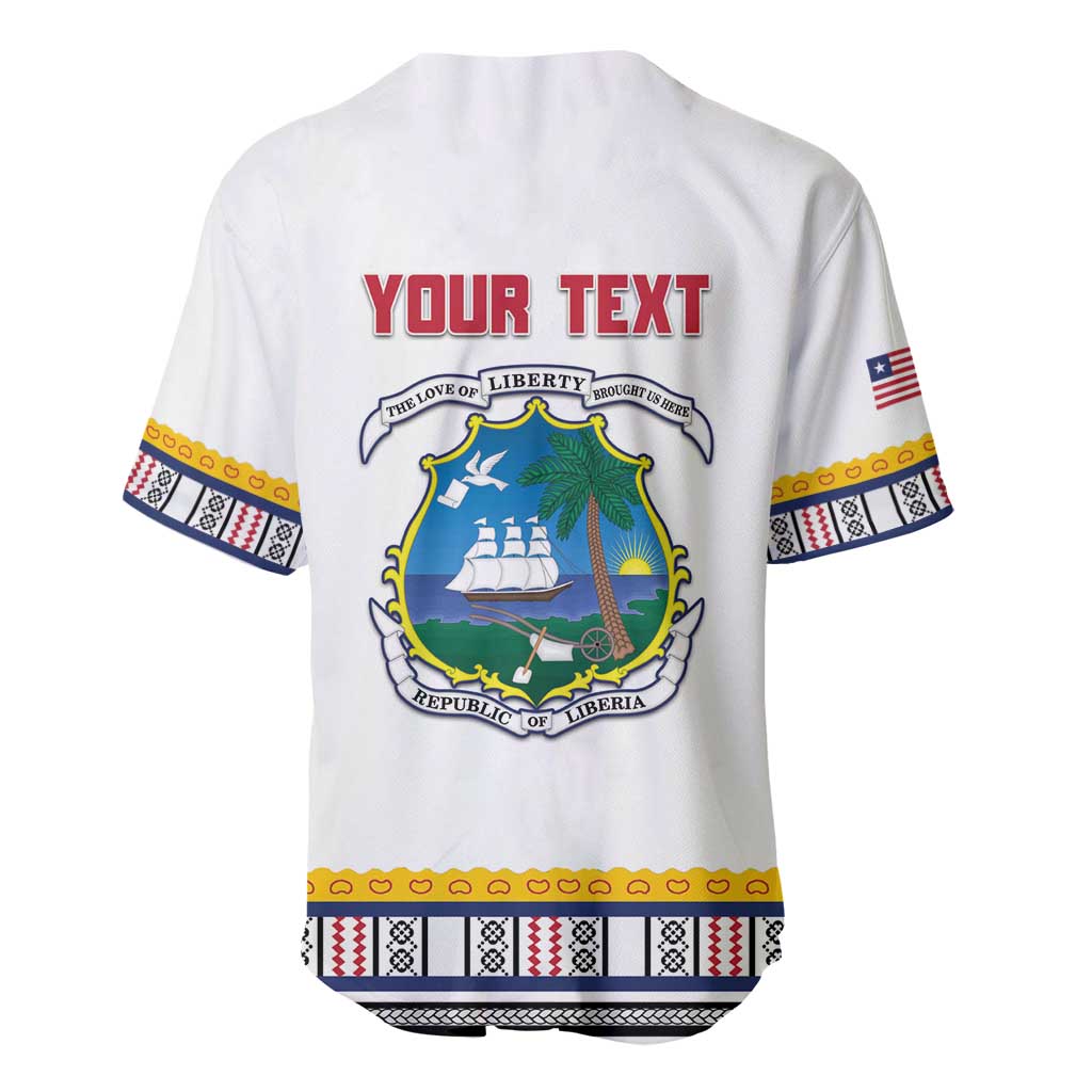 Personalized Liberia White Dashiki Baseball Jersey - African Pride