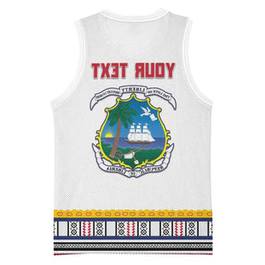 Personalized Liberia White Dashiki Basketball Jersey - African Pride
