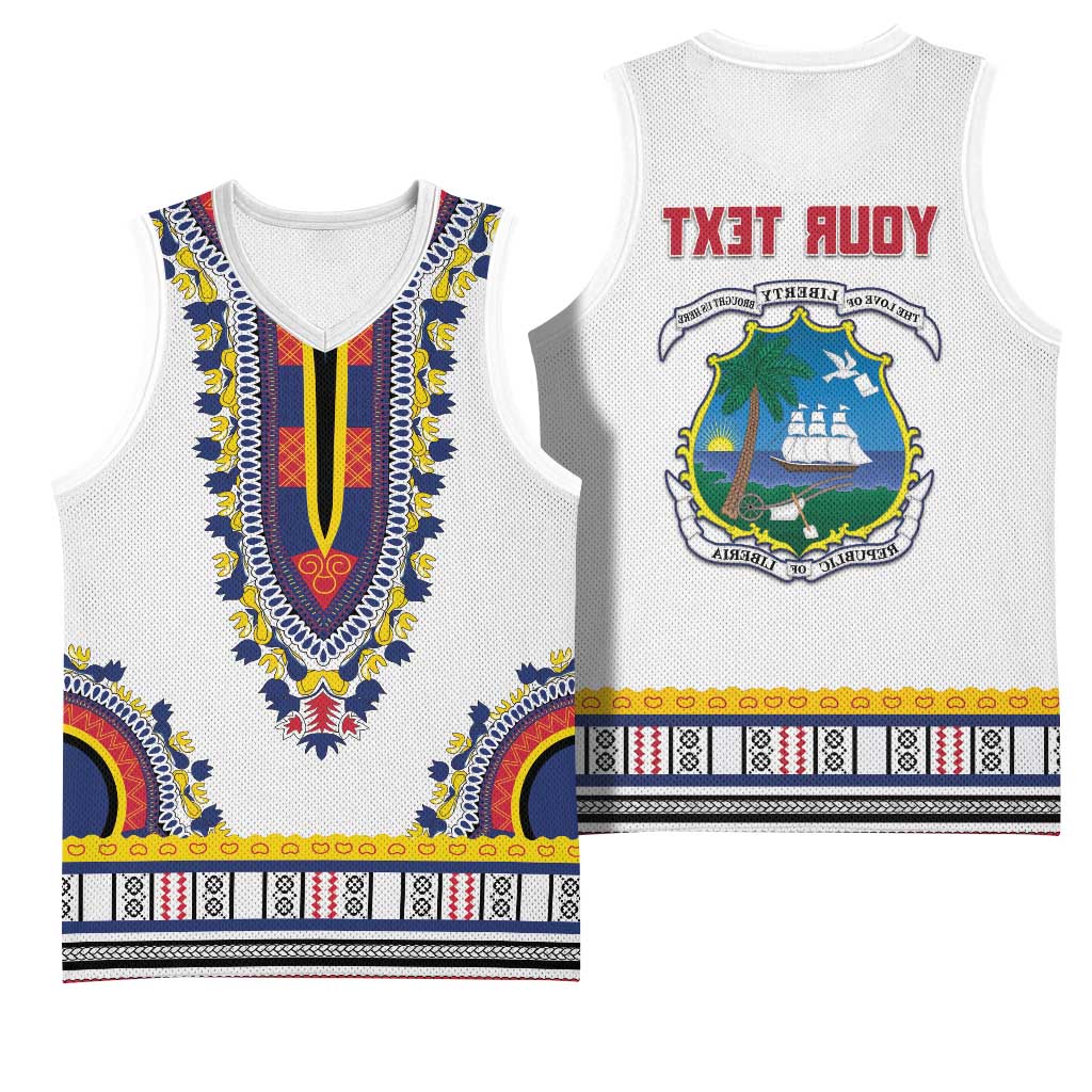 Personalized Liberia White Dashiki Basketball Jersey - African Pride