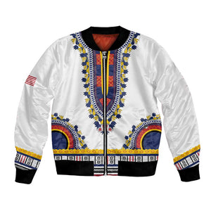 Personalized Liberia White Dashiki Bomber Jacket - African Pride