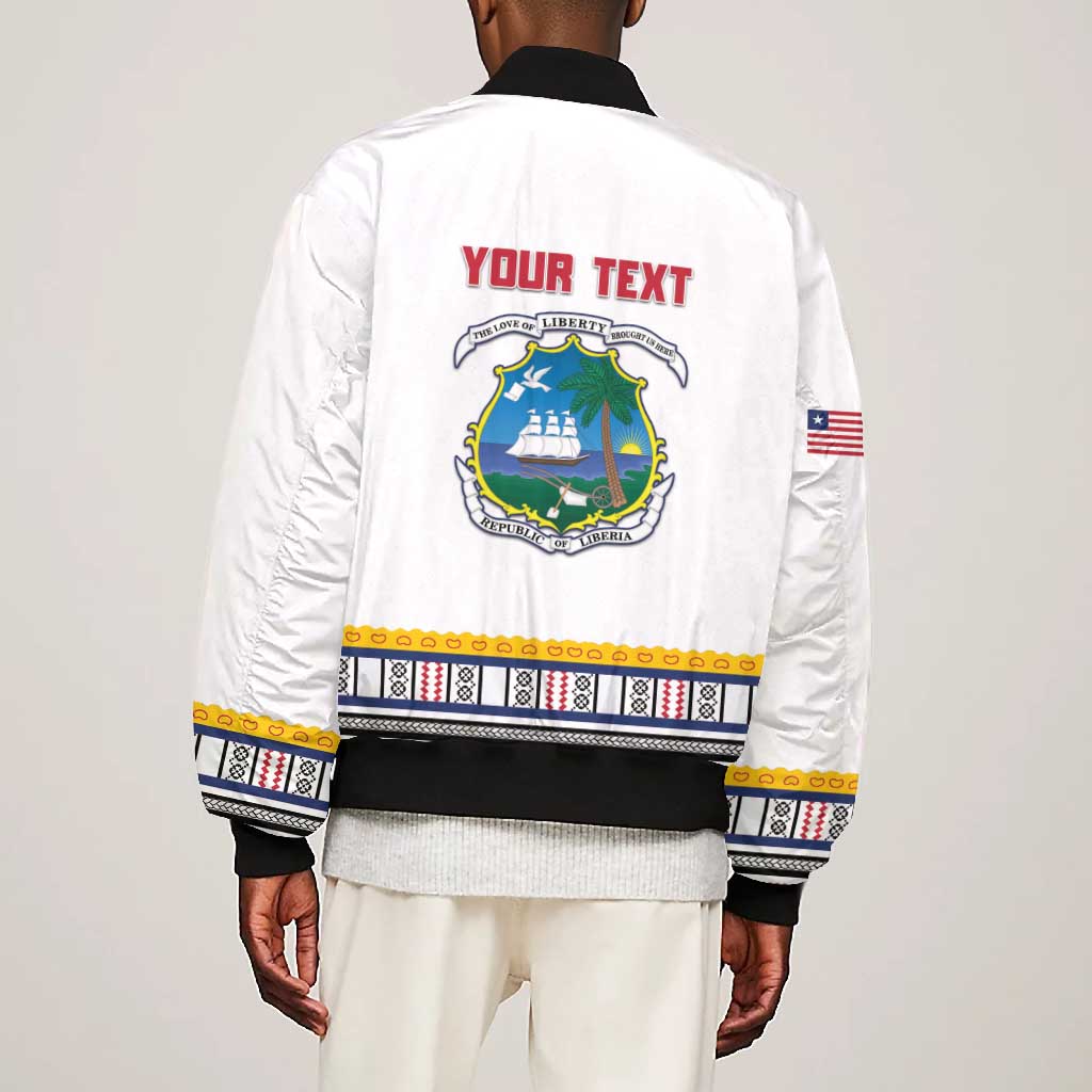 Personalized Liberia White Dashiki Bomber Jacket - African Pride