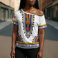 Personalized Liberia Dashiki Cross Shoulder Shirt White Color