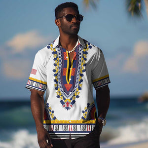 Personalized Liberia White Dashiki Hawaiian Shirt - African Pride