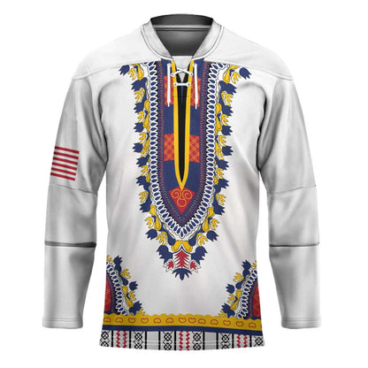 Personalized Liberia Dashiki Hockey Jersey White Color