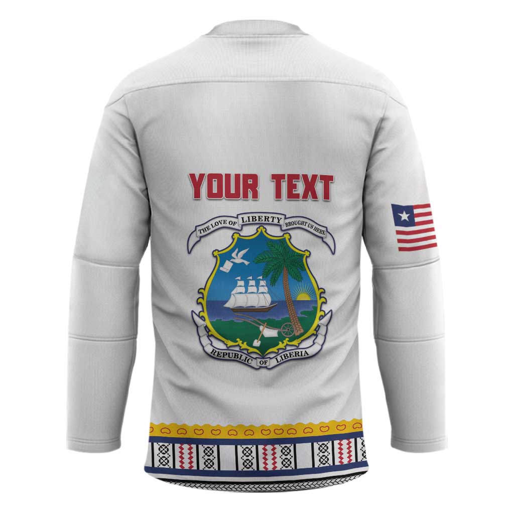 Personalized Liberia Dashiki Hockey Jersey White Color
