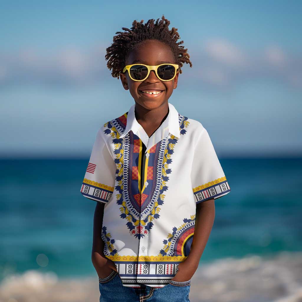 Personalized Liberia White Dashiki Kid Hawaiian Shirt - African Pride