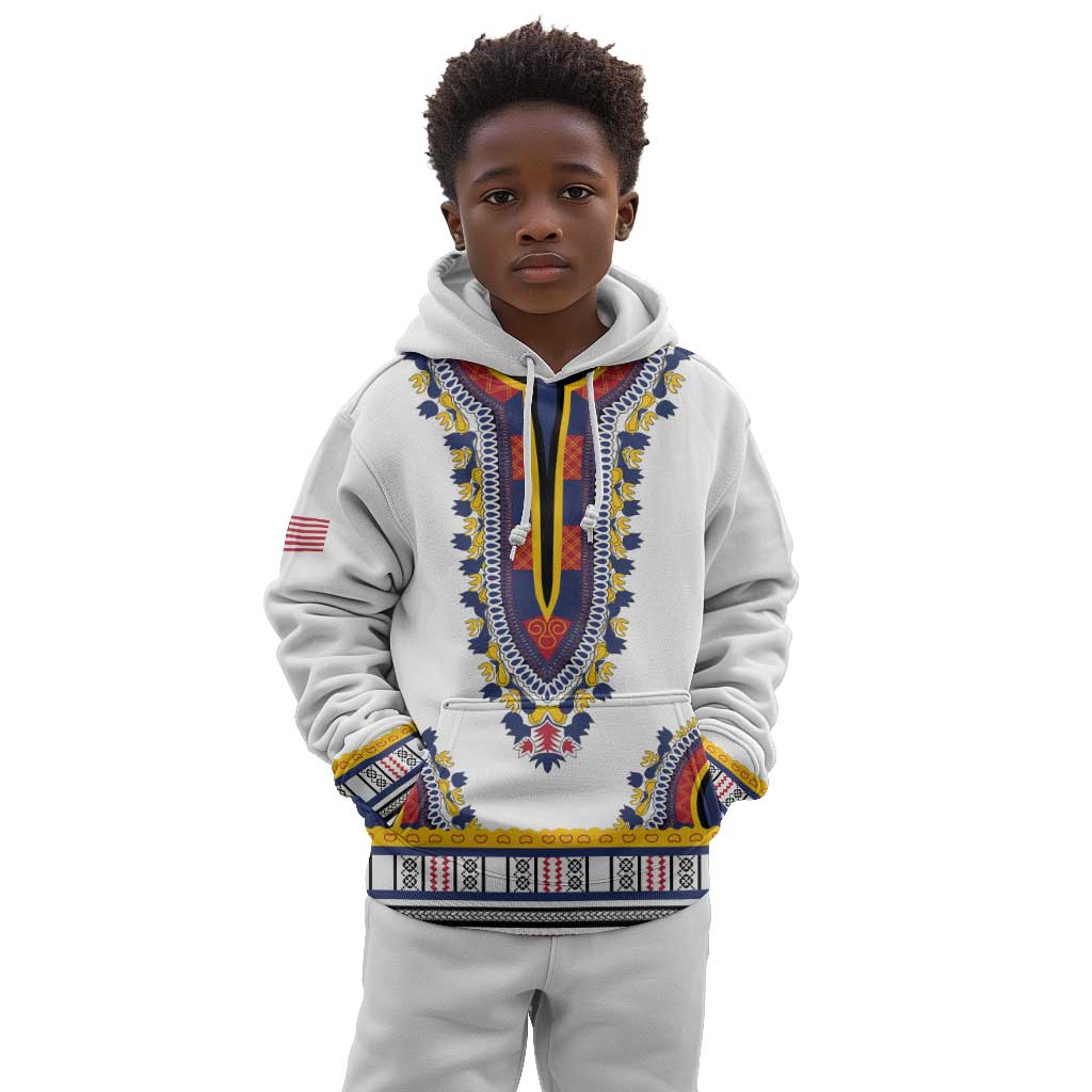 Personalized Liberia White Dashiki Kid Hoodie - African Pride