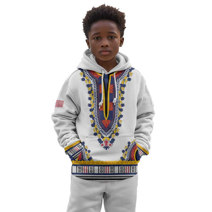 Personalized Liberia White Dashiki Kid Hoodie - African Pride