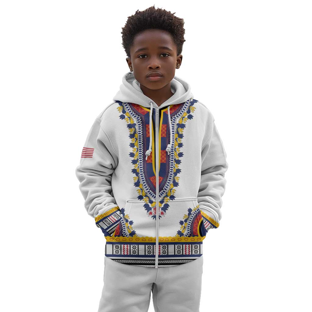 Personalized Liberia White Dashiki Kid Hoodie - African Pride