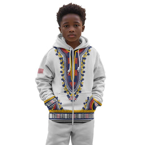Personalized Liberia White Dashiki Kid Hoodie - African Pride